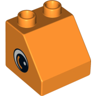 Duplo Brick 2 × 2 Slope 45° with Eye with White Spot and Curve Print on Both Sides Orange