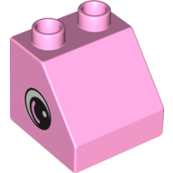 Duplo Brick 2 × 2 Slope 45° with Eye with White Spot and Curve Print on Both Sides Leuchtrosa
