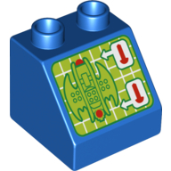 Duplo Brick 2 × 2 Slope 45° with Screen with Batwing and Shooting Controls Print Blue