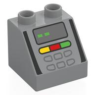 Duplo Brick 2 × 2 Slope 45° with Cash Registry print Hellblaugrau