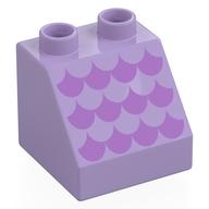 Duplo Brick 2 × 2 Slope 45°, Medium Lavender Scallops Print Lavendel