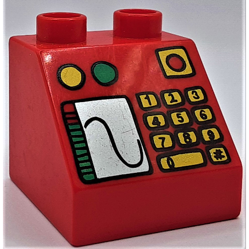 Duplo Brick 2 × 2 Slope 45° with Keypad and Display Print Rot
