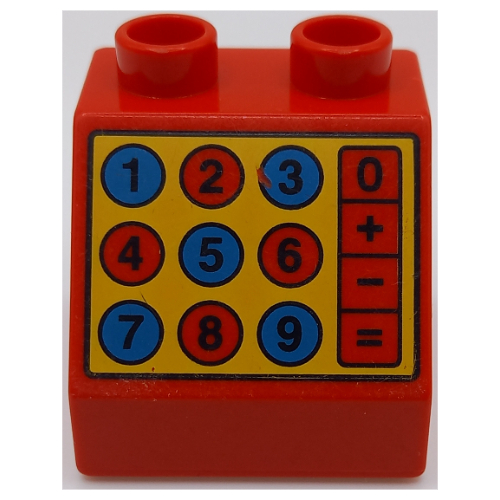 Duplo Brick 2 × 2 Slope 45° with Calculator Print Red