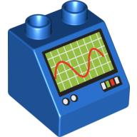 Duplo Brick 2 × 2 Slope 45° with Oscilloscope Print Blue