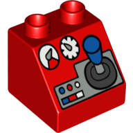 Duplo Brick 2 × 2 Slope 45 with Joystick and Controls Print Rot