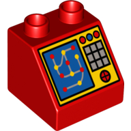 Duplo Brick 2 × 2 Slope 45 with Medical Console Diagnostic or Locator Print Rot