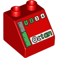 Duplo Brick 2 × 2 Slope 45 with Octan, 1, 2, 3, 4 and Gas Gauge Print Red