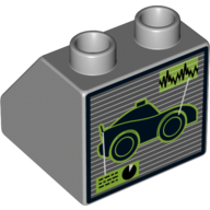 Duplo Brick 2 × 2 Slope 45° with Car Diagnostics Print Hellblaugrau