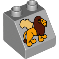 Duplo Brick 2 × 2 Slope 45° with Africa Map and Lion Print