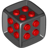 Die - 6 Sided Rubber Frame with Red Centre Studs (Board Games) Black