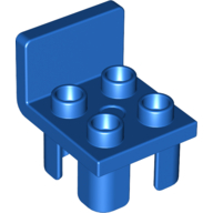 Duplo Chair with 4 Studs and Squared Back Blue
