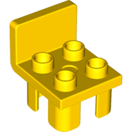 Duplo Chair with 4 Studs and Squared Back Yellow