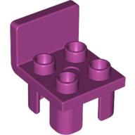 Duplo Chair with 4 Studs and Squared Back Magenta