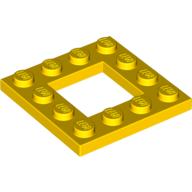 Plate Special 4 × 4 with 2 × 2 Opening Yellow