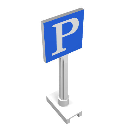 Road Sign Square with Parking Print Weiß