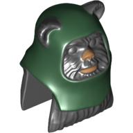 Minifig Head Special, Ewok with Dark Green Hood Print (Tokkat) Black