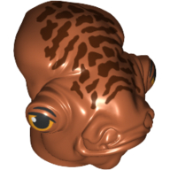 Minifig Head Special, Mon Calamari with Small Reddish Brown Skin Texture Markings and Orange and Black Eyes with Eyelids Print Dunkelorange