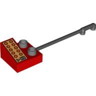 Duplo Telephone on Brick 2 × 2 with Silver and Red Buttons Print