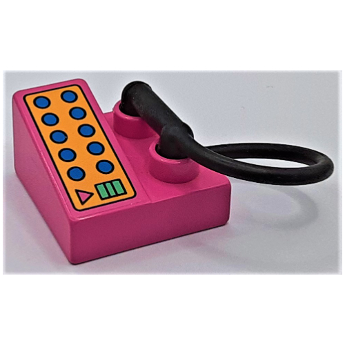 Duplo Telephone on Brick 2 × 2 with Blue, Green, and Pink Buttons Print Medium Dark Pink