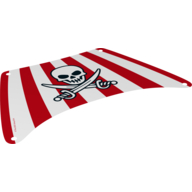 Sail, Rectangle, 27 × 17 with Red Stripes, Skull and Crossed Swords Print White