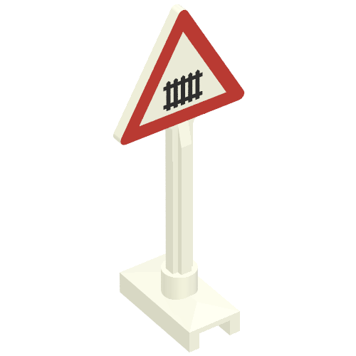 Road Sign Triangle with Level Crossing Small, Thick Print White