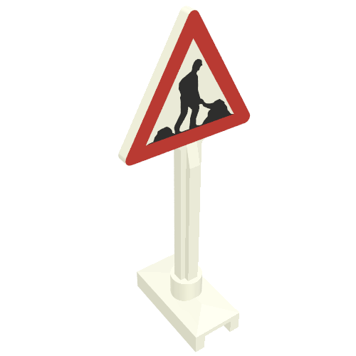 Road Sign Triangle with Roadworks Print - 2 Dirt Piles - undetermined Weiß
