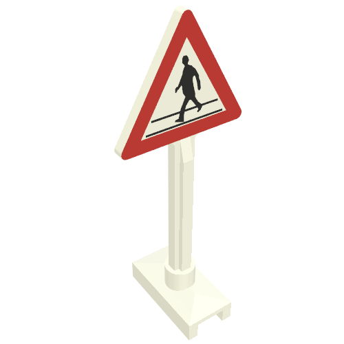 Road Sign Triangle with Pedestrian Crossing 1 Person Print Weiß