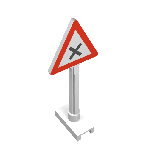 Road Sign Triangle with Dangerous Intersection Print Weiß