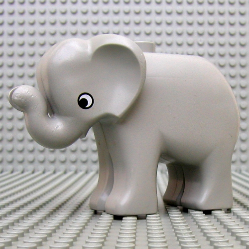 Duplo Animal Elephant Baby Standing, Round Eye Print Hellgrau