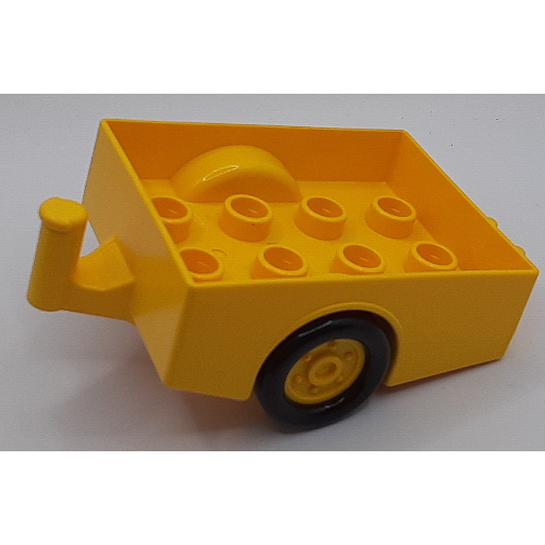 Duplo Trailer with Hitch Ends and Yellow Wheels Yellow