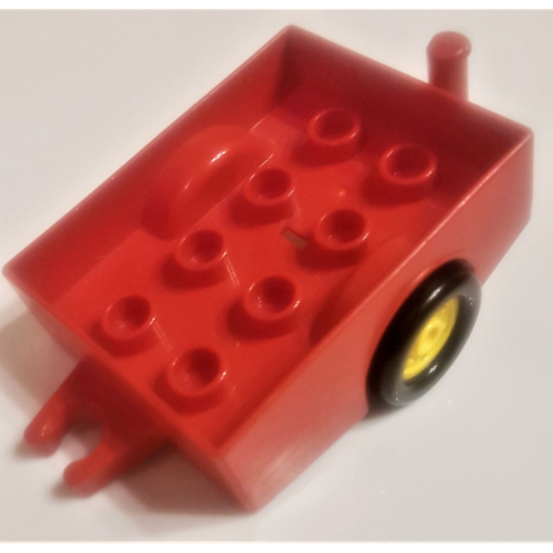 Duplo Trailer with Hitch Ends and Yellow Wheels Rot