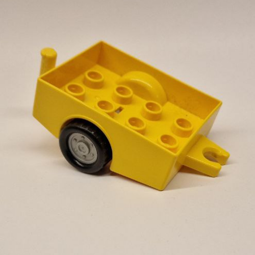 Duplo Trailer with Hitch Ends and Silver Wheels Gelb