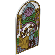 Glass for Frame 1 × 6 × 7 with Glass-Stained Window, Rose, Belle, Beast as Human Prince print White
