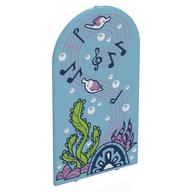Glass for Frame 1 × 6 × 7 with Bow with Fish, Coral, Kelp, Music Notes print Medium Azure