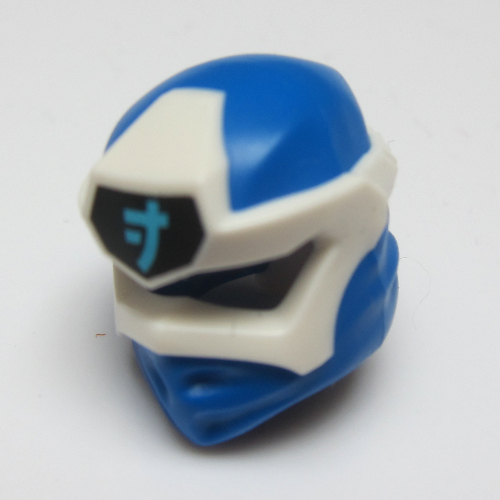 Wrap with Angular Mask White, and Medium Azure Asian Symbol on Black print Blue