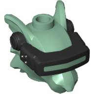 Minifig Head Special with Black Visor / VR Glasses Sandgrün