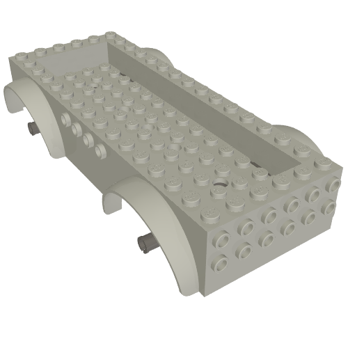 Vehicle Base 8 × 16 with Wheel Arches, Front and Side Studs, and 4 × 14 Recessed Studded Section, 5 Holes Light Bluish Gray