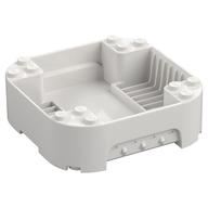Pod, Square Rounded Corners, Back, 8 × 8 × 2, Corner Studs, and Recessed Slots White
