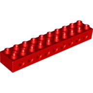 Duplo Technic Brick 2 × 10 with 9 holes Rot