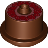 Duplo Food 2 × 2 Round Cake with Stud on Top, Strawberry Print Reddish Brown