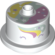 Duplo Food 2 × 2 Round Cake with Stud on Top, Rainbow and Unicorn Face Print White