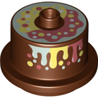 Duplo Food 2 × 2 Round Cake with Stud on Top, Drizzled Frosting Print Reddish Brown