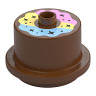 Duplo Food 2 × 2 Round Cake with Stud on Top with Bright Light Blue/Bright Light Yellow/Bright Pink Frosting print Reddish Brown