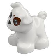 Duplo Animal Dog, Pug with Dark Brown Spots, Black Nose Print Weiß