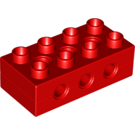 Duplo Technic Brick 2 × 4 with 3 Holes Red