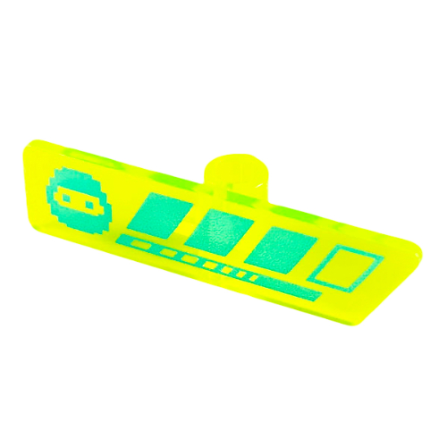 Minifig Gameplayer Label Medium Azure with Ninja Head, Stripes print Trans-Neon Green