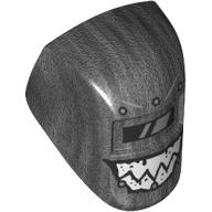 Headwear Accessory Welding Mask with Visor, Silver Reflection, Grin with Sharp Teeth Print Pearl Titanium
