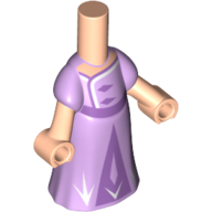 Microdoll Body Long Dress Medium Lavender with Lavender Decorations, Light Nougat Hands Hellnougat