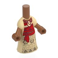 Microdoll Body Long Dress Tan with Dark Tan Decorations, Dark Red Front, Sash, Sienna Brown Hands Sienna Brown