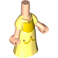 Microdoll Body Long Dress Bright Yellow with Gold Trim Pendant, Light Nougat Hands Light Nougat